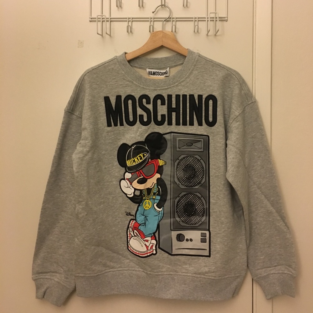 H&M x Moschino HMOSCHINO gray mickey sweatshirt